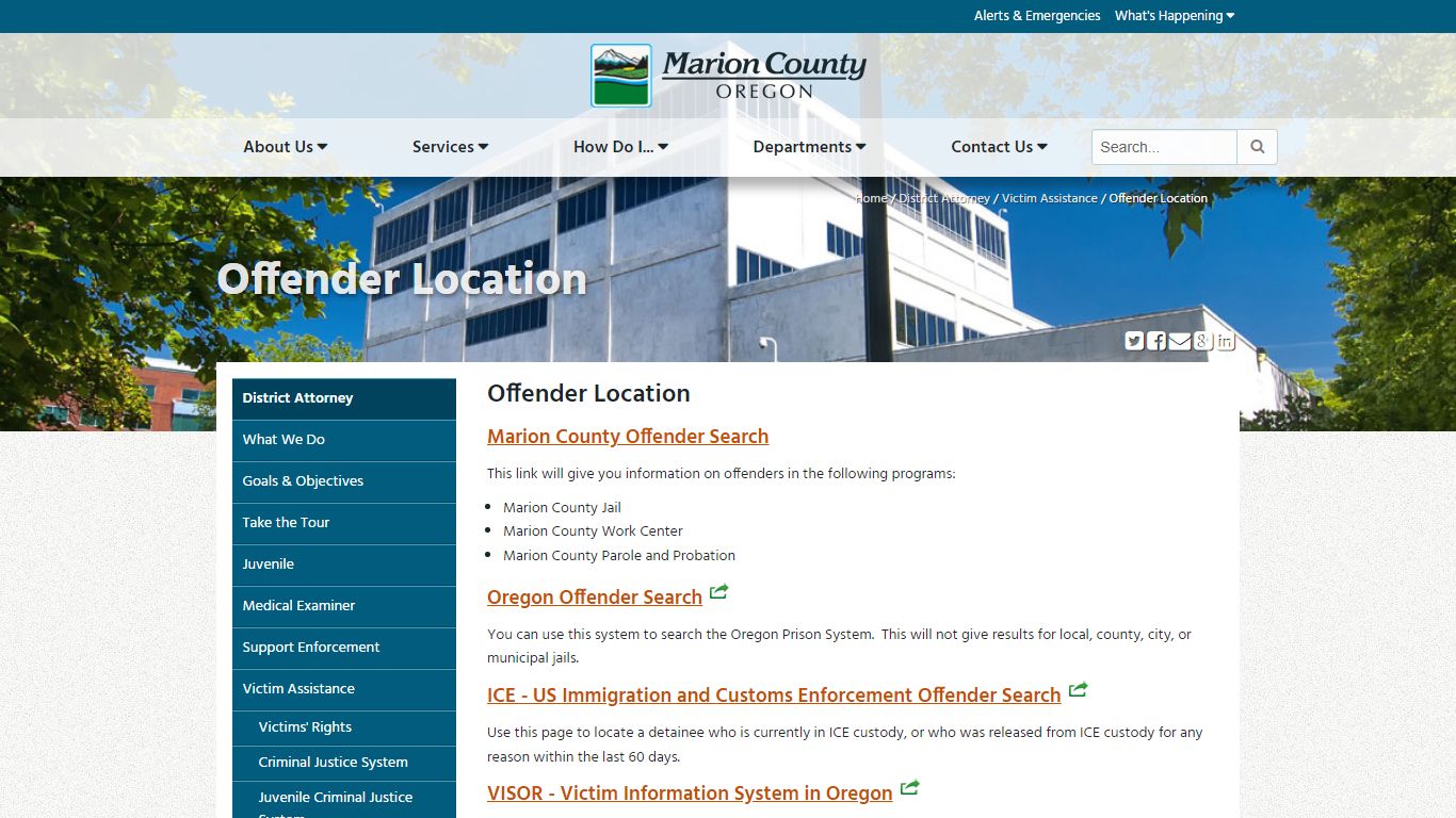 Offender Location - Marion County, Oregon